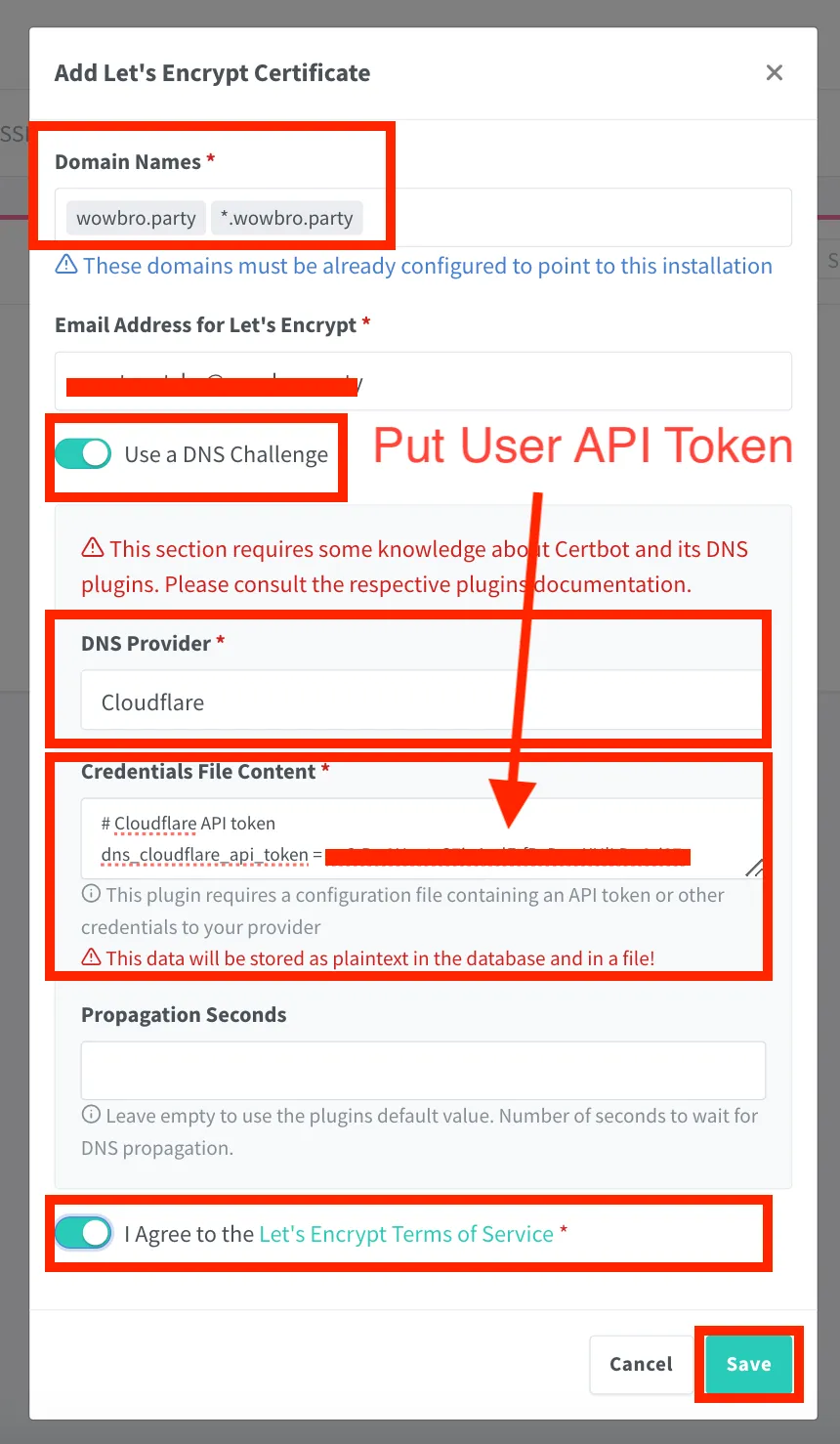 填寫 Cloudflare API 資訊